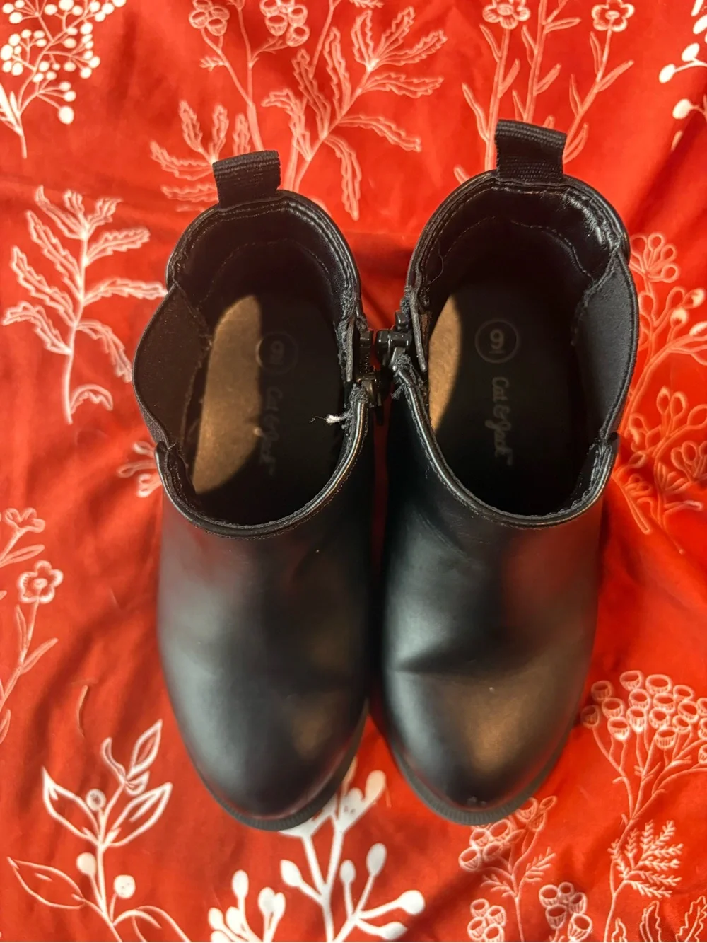 Cat & Jack Black Kids Ankle Boots with Side Zip